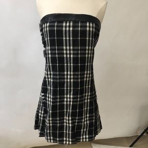 Vintage 1990's Burberry strapless wool kilt dress